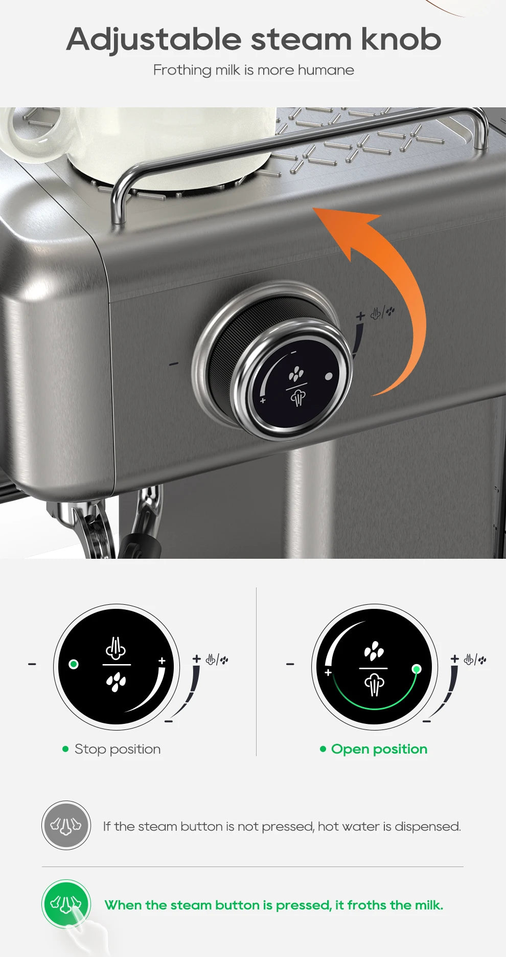 Hibrew 20bar semiautomática máquina de café expresso temperatura ajustável 58mm portátil frio/quente cafeteira metal caseh10a