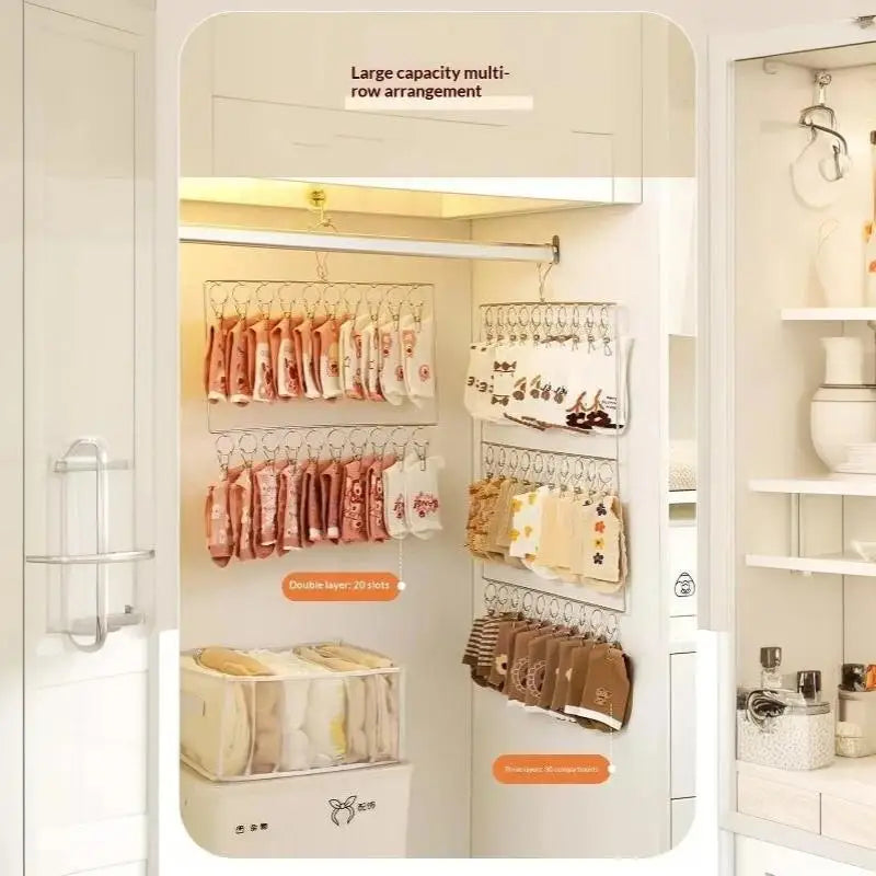 Varal de roupa em aço inoxidável com vários prendedores, resistente à ferrugem, economiza espaço, ideal para meias, roupa interior, varanda e lavanderia [YY32].