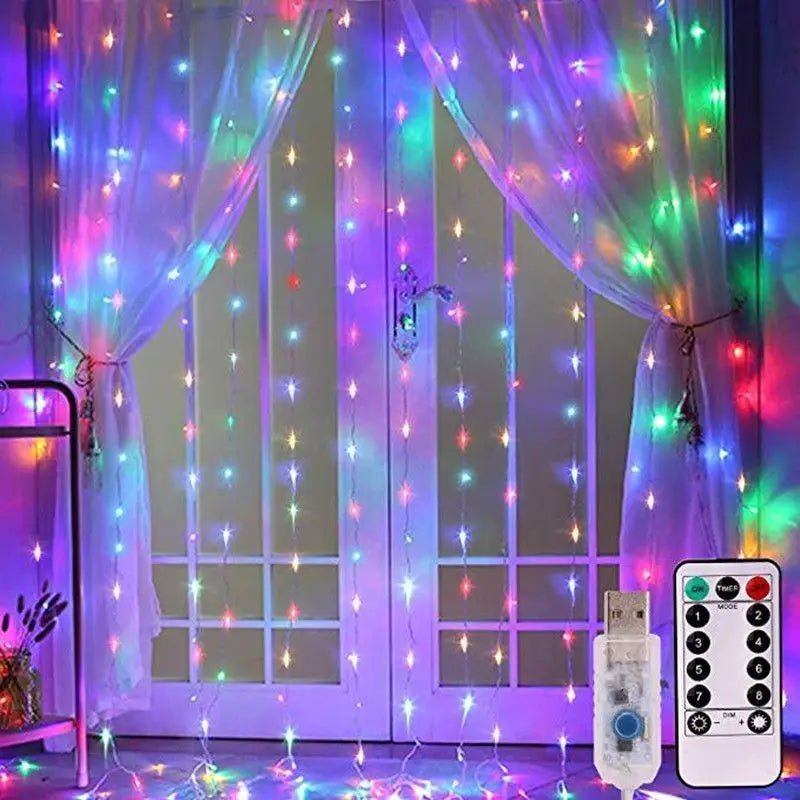 Decoração de casa de natal usb 8 modos luzes guirlanda de fadas led cortina luzes da corda com controle remoto para o quarto casamento