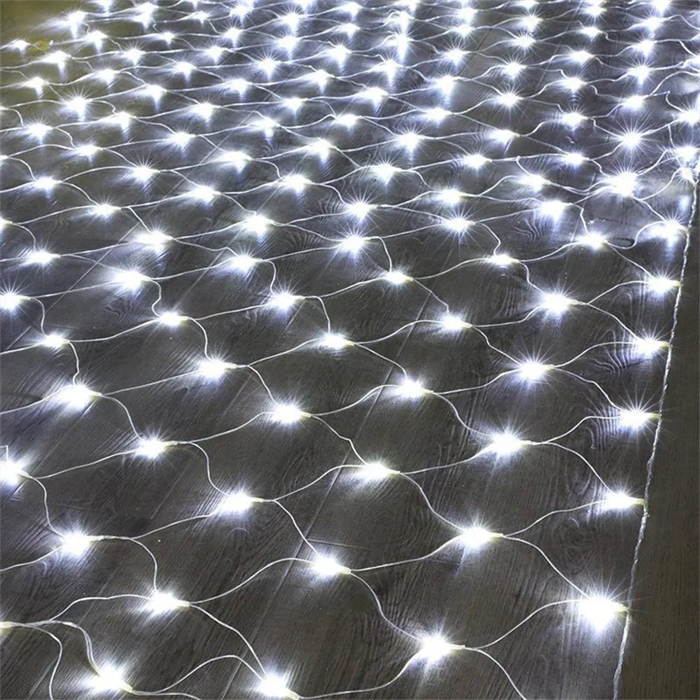 Rede de luzes de natal 6m x 4m led luzes de malha decoração do jardim ao ar livre festão rua guirlanda fada festa de natal decoração de casamento