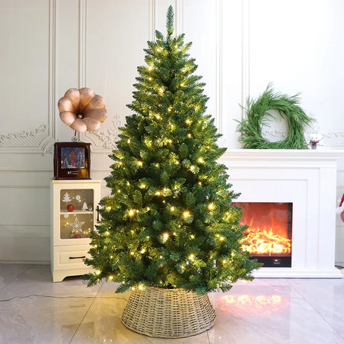 1pc clássico verde árvore de natal com suporte de ferro diy decoração do feriado para todas as estações grande pvc realista árvore de natal