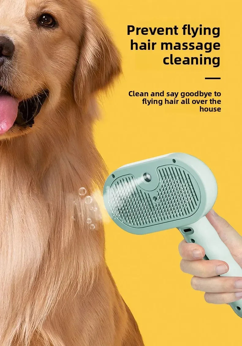 Escova de limpeza para cães, spray de vapor limpo para animais de estimação, escova de vapor exclusiva para cães, escova de limpeza de luxo