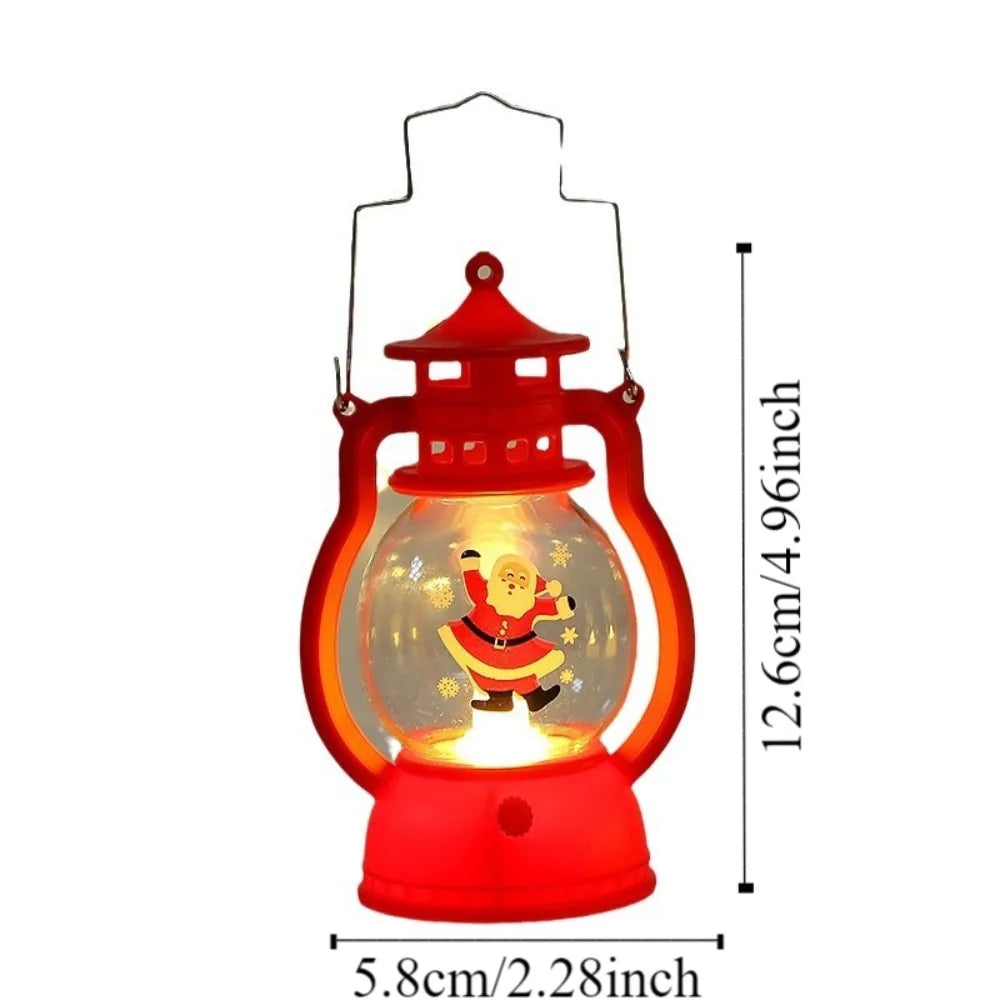Lanterna de Natal com Luzes LED, Decoração Portátil do Papai Noel, Lâmpada a Óleo, Ornamentos de Mesa, Luz de Cavalo Brilhante, Presentes de Natal
