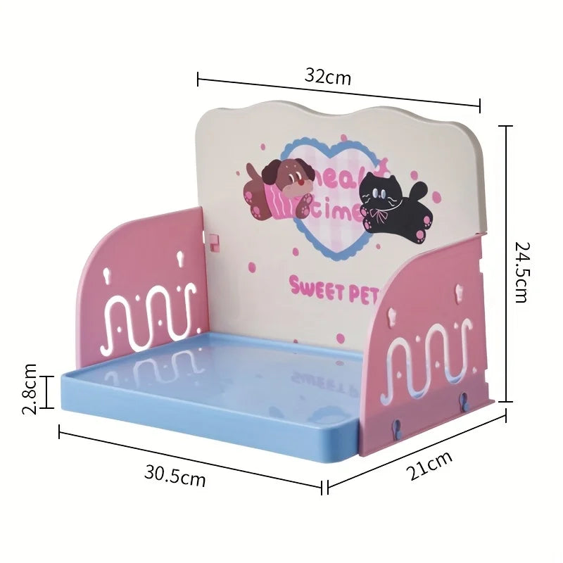 Mesa de Alimentação para Gatos e Cães, Antirrespingo, Antiderramamento, Fácil de Montar, Lavável, Estação de Alimentação para Tigelas de Comida e Água