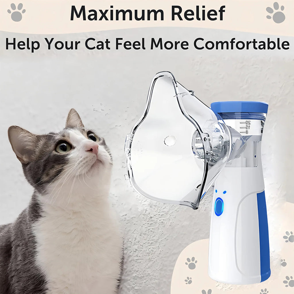 Nebulizador inalador de asma para animais de estimação, para alívio respiratório, fácil de usar, dispositivo veterinário para animais, promove a saúde das animais de estimação