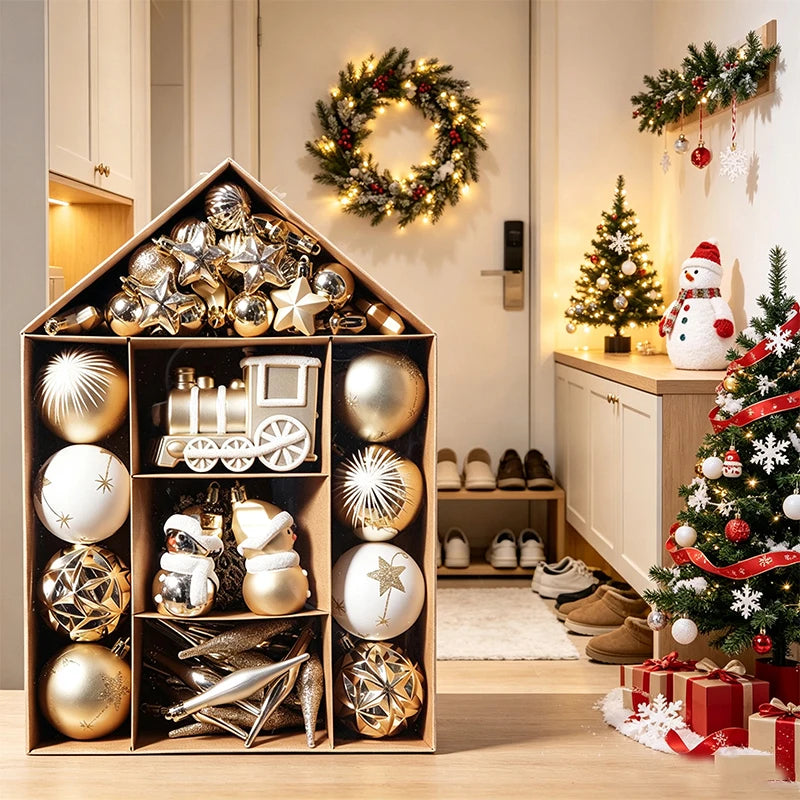 Conjunto de 70 Bolas de Natal para Decoração de Árvore de Natal, Enfeites Pendentes para Casa, Decoração de Natal 2026, Presente de Ano Novo