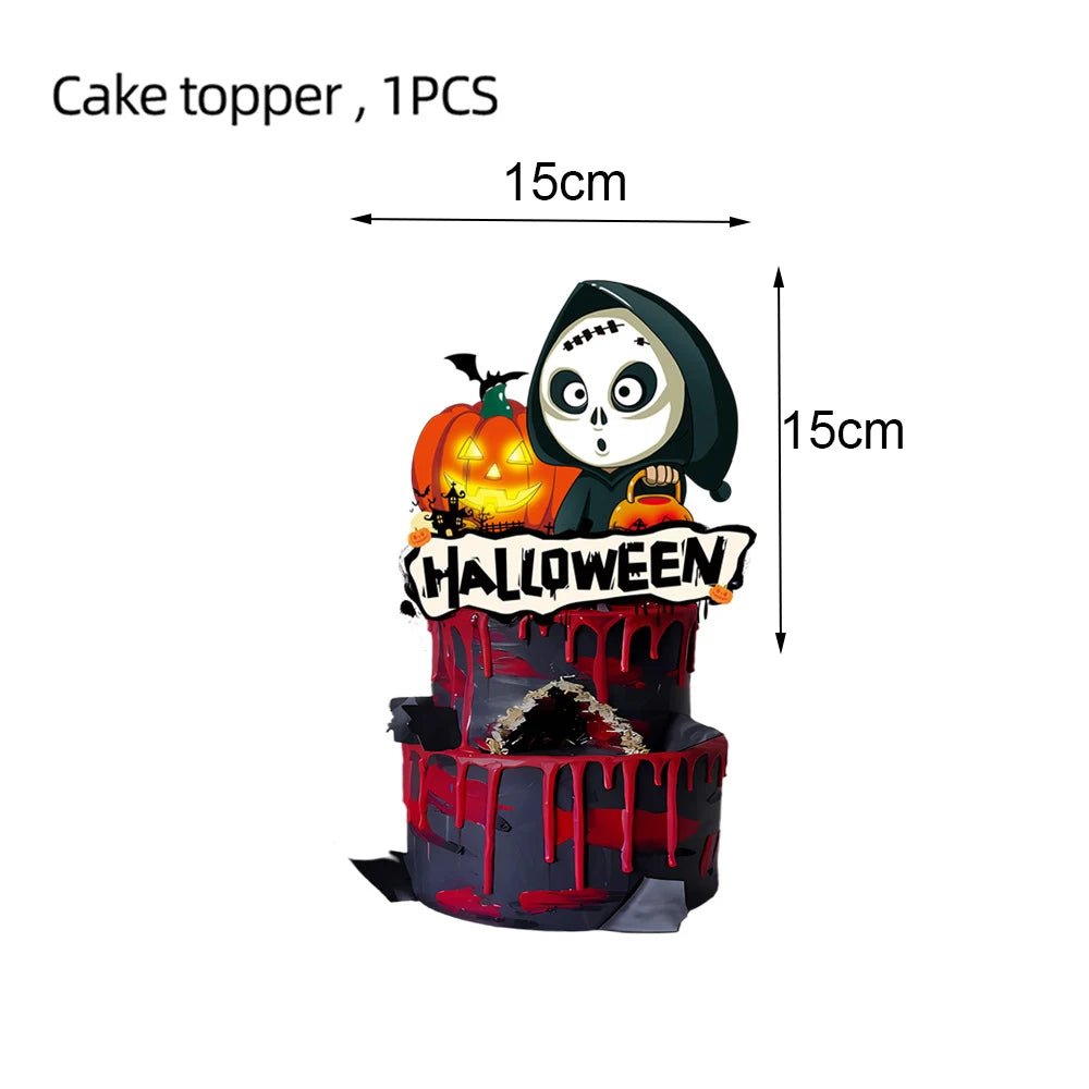 Halloween cupcake toppers assustador fantasma crânio abóbora bolo festa decoração aranha web cupcake envoltório festa de halloween decoração suprimentos - Kasa & Pet