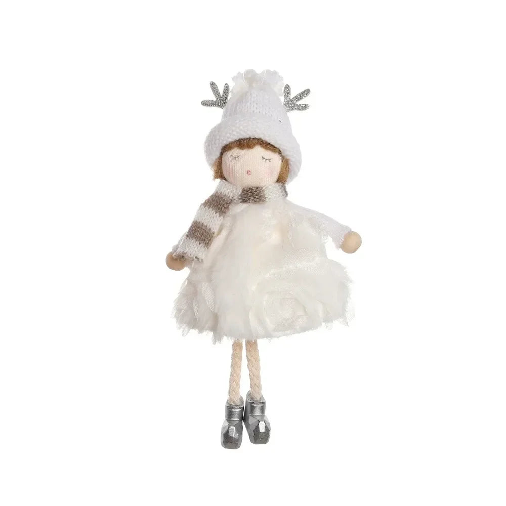 Natal Pendurado Malha Sequin Saia, Anjo Xmas Árvore Pingente Enfeites, Decoração de Casa, Noel, Presentes, 2022