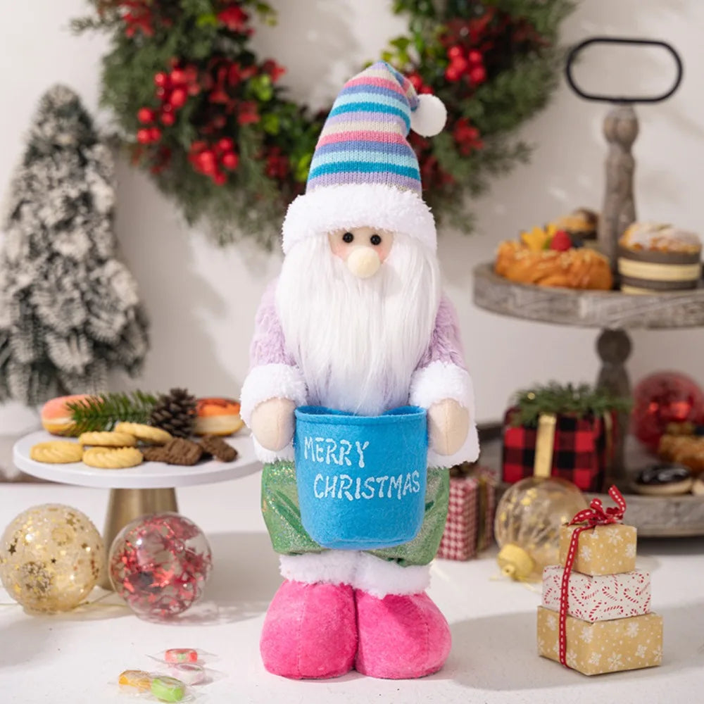 3d decoração de natal suprimentos criativo dos desenhos animados boneco de neve ornamentos chapéus coloridos bonito papai noel bonecas decorações da janela