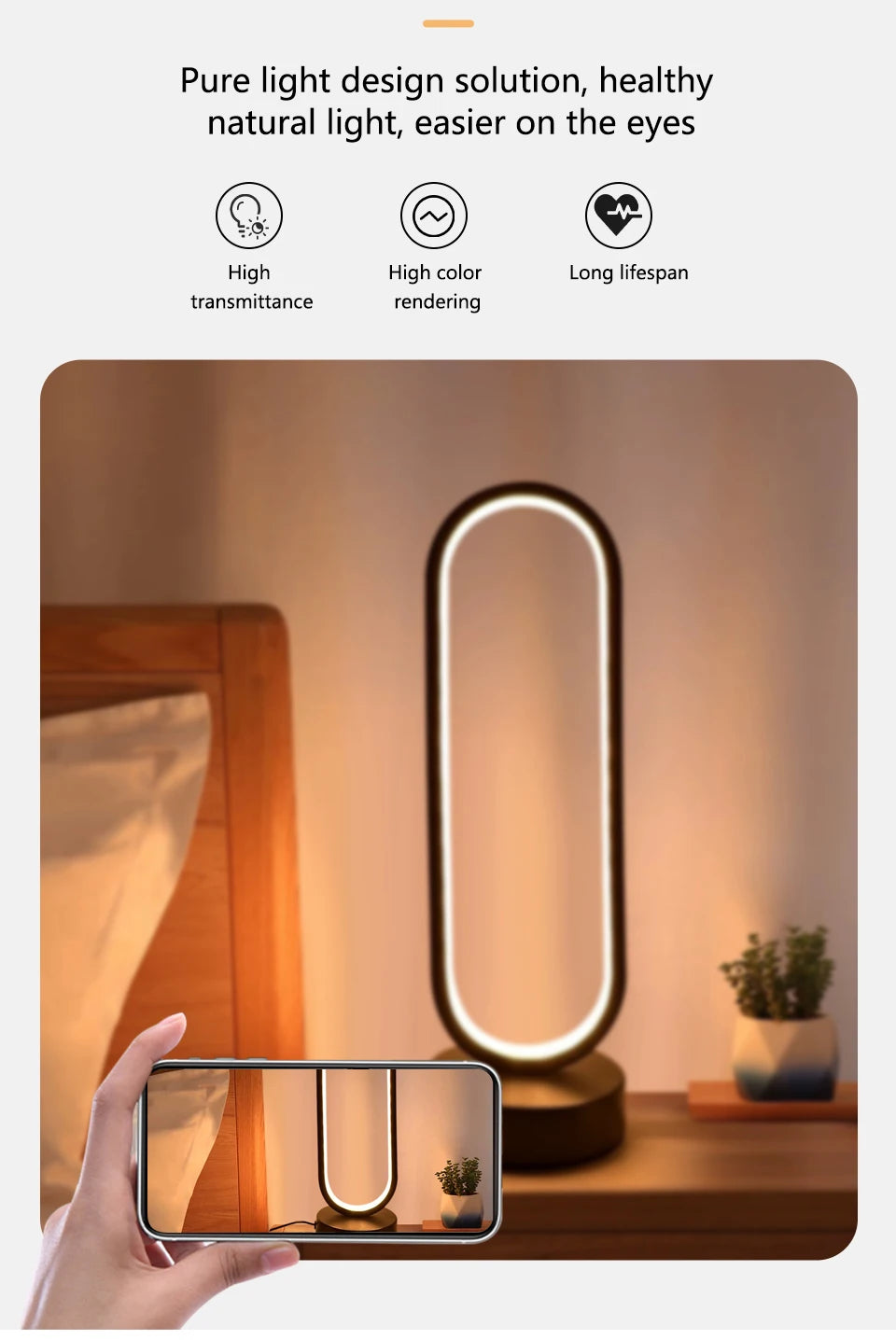 Quarto anel noite lâmpada sala de estar três cores regulável cama lâmpada led noite luz ambiente mesa cabeceira acessórios
