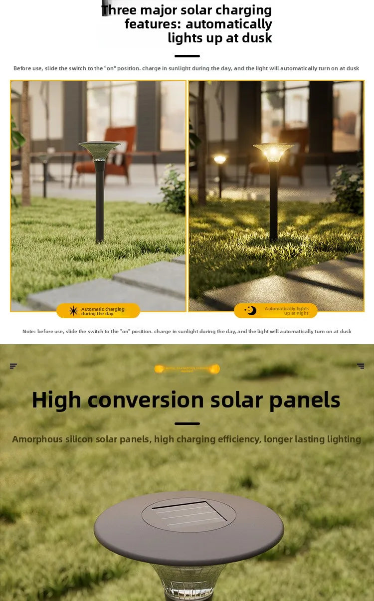 Luz Solar para Jardim, Iluminação Paisagística, Lâmpada Decorativa à Prova d'Água para Caminhos e Quintais