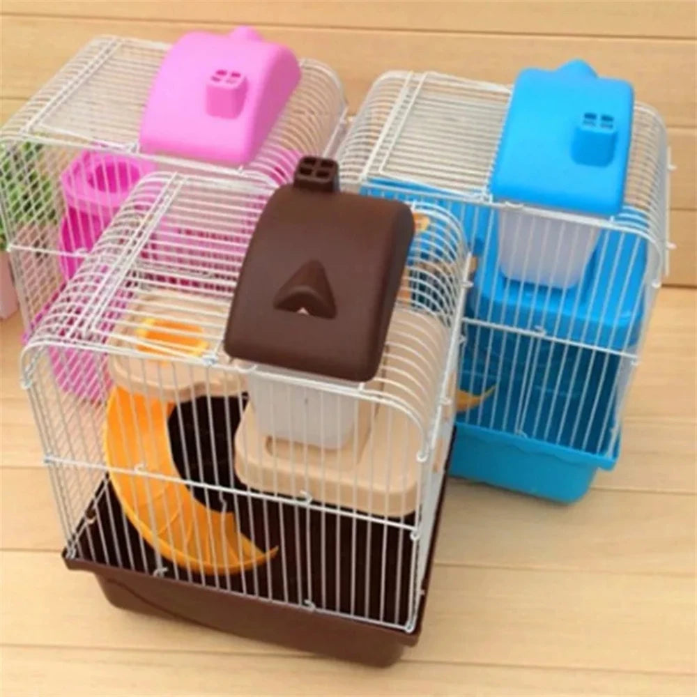 Gaiola de hamster pequena garrafa de água caixa de alimentação portátil transportadora carry case para suprimentos para animais de estimação caixa de gaiola de transporte com roda de corrida