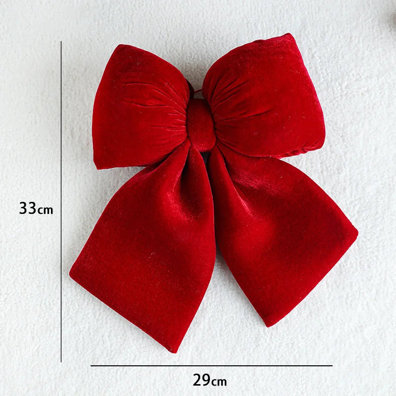 Decoração de laços de Natal, enfeites para árvores de Natal, laços de veludo vermelhos, enfeites pendentes para decoração de casa e festas de fim de ano.