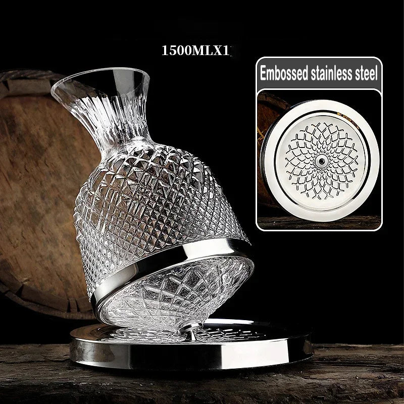 360 rotativa decantador de vinho tumbler 1500ml decantador dispensador garrafa de vidro cristal aerador vinho espelho jarro presente barra decoração