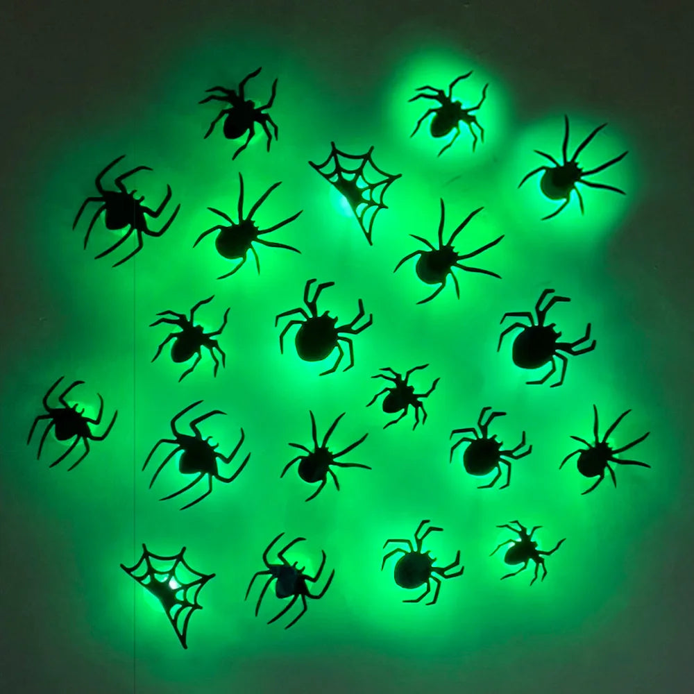 Halloween led morcegos aranha decoração brilho no escuro 3d adesivos de parede roxo/verde luzes para interior ao ar livre festa de halloween assustadores