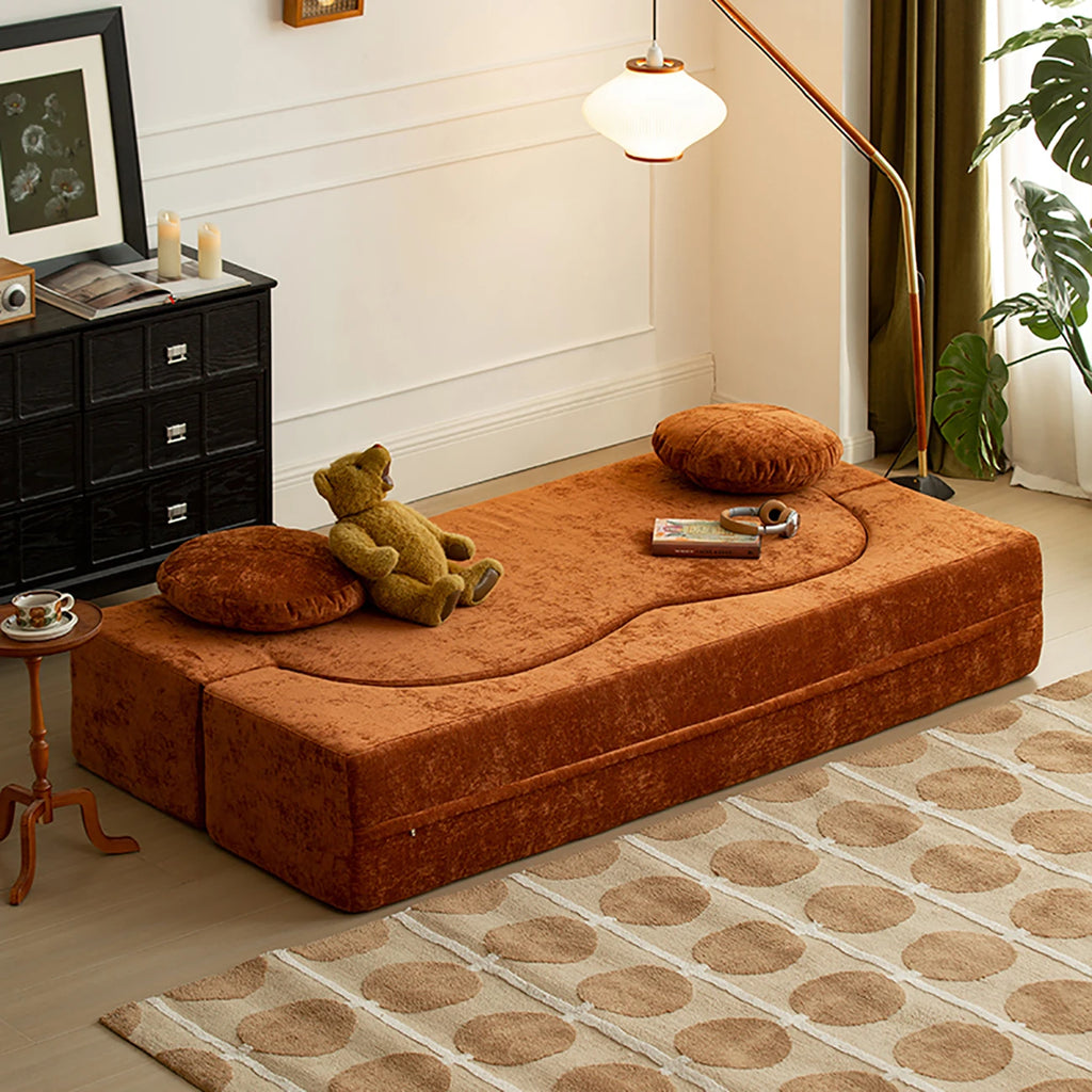 Sofá-cama com compressão a vácuo, sofá retrô, sofá dobrável duplo vintage para sala de estar, sofá modular de tecido para apartamento pequeno.