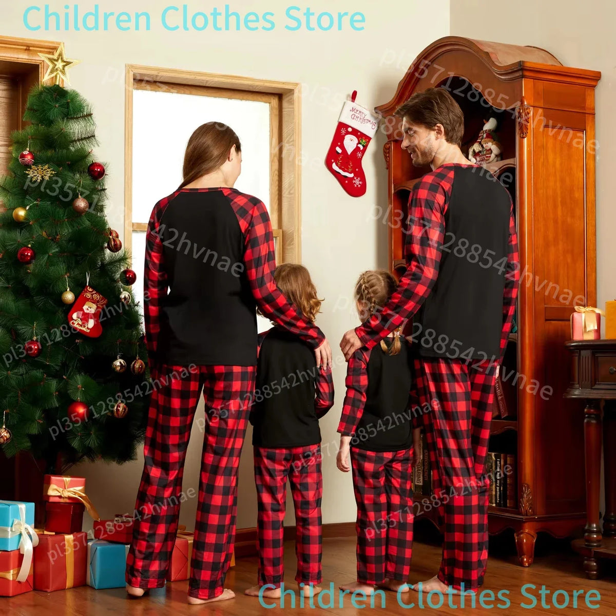 Pijamas de natal família olhar roupas papai noel impressão roupa interior feminina combinando conjunto casual solto sono roupas masculinas