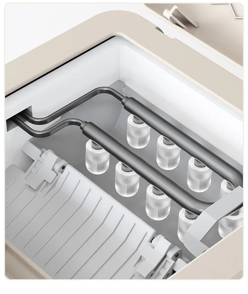 Máquina de Fazer Gelo Portátil 15KG/Dia - Mini de Bancada para Casa/Dormitório/Escritório, Desligamento Automático, Perfeita para Cafeterias/Lojas de Chá (Branca)