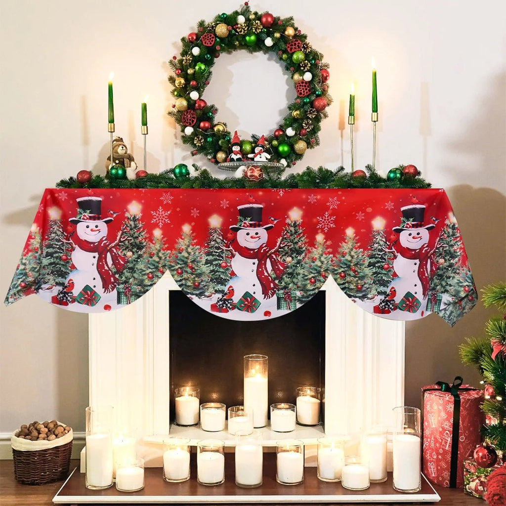 Natal vermelho lareira mantel cachecol capa de mesa enfeites de natal para casa 2025 boneco de neve de natal navidad natal ano novo 2026 presentes