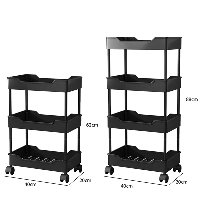 Carrinho organizador de cozinha móvel de 3/4 camadas com rodas, carrinho de armazenamento, prateleira, banheiro, rack de armazenamento, carrinho de bar