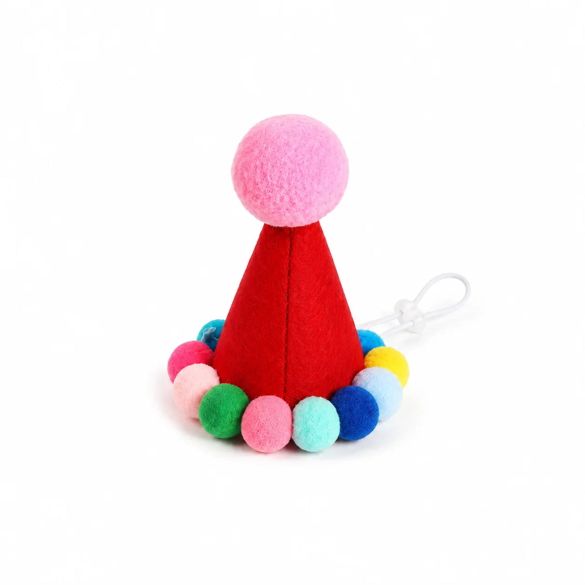 Chapéu de Aniversário para Animais de Estimação, para Gatos e Cães Pequenos, Boné de Feltro Ajustável em Forma de Cone, Fantasia Colorida com Pom Pom, Acessório para Fotos e Celebrações Kasa & Pet