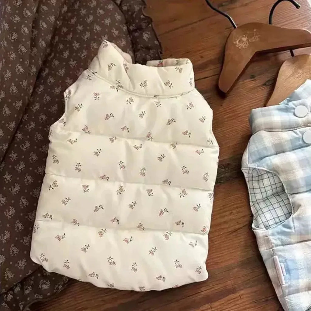 Outono e inverno animal de estimação grosso colete floral manter quente gato inverno xadrez casaco filhote de cachorro roupas para cães pequenos