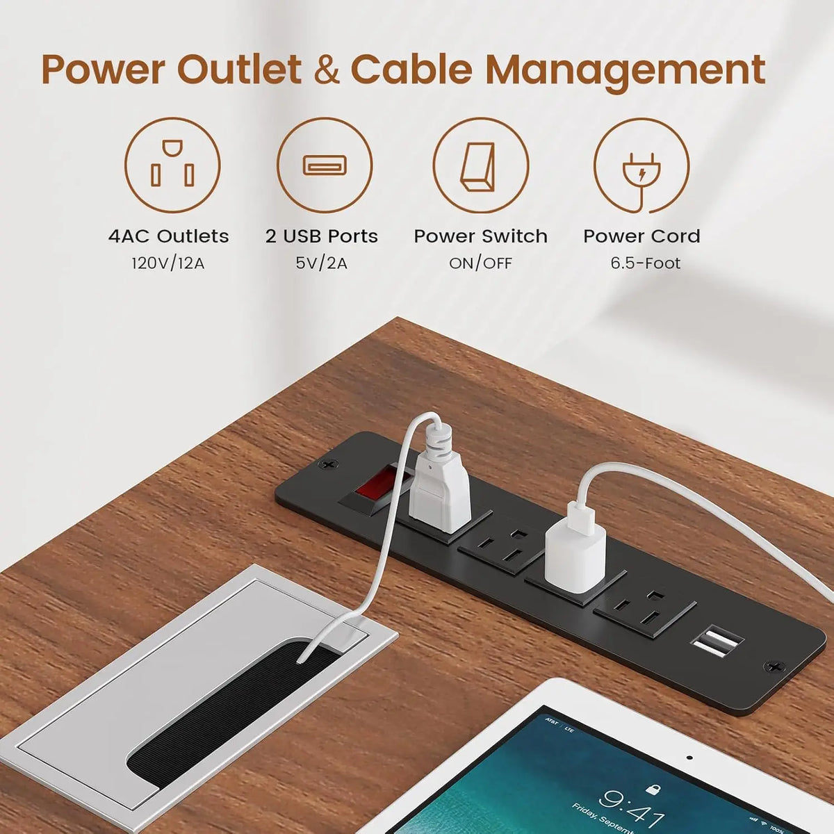 Mesa Executiva de 71 polegadas com Armário Arquivador com Rodas, Mesa de Escritório Grande com Gavetas, Mesa de Computador em L com Tomada, Personalizável