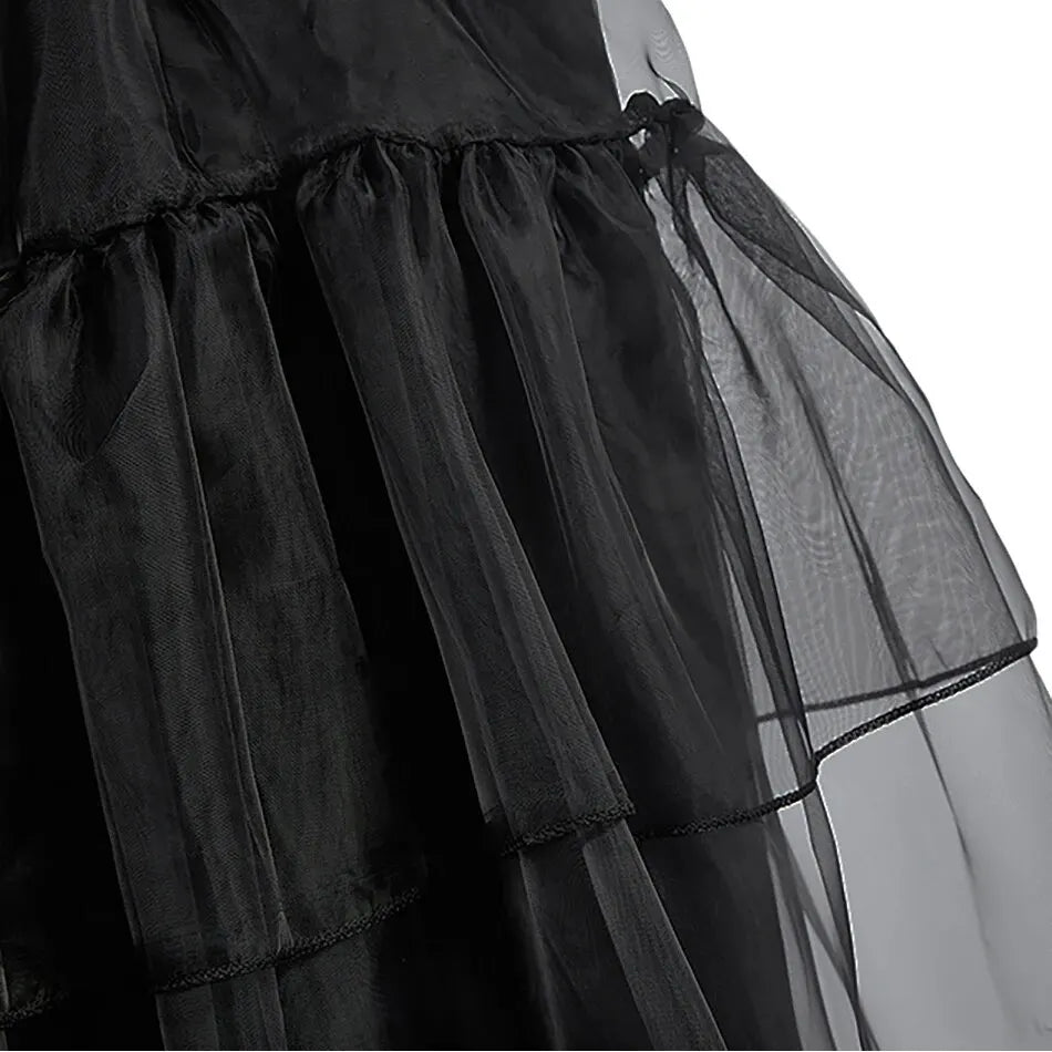 Fantasia Infantil para Meninas, Vestido de Princesa Bruxa Negra, Vestido para Festas e Jantares, Roupa de Dança para Meninas no Halloween