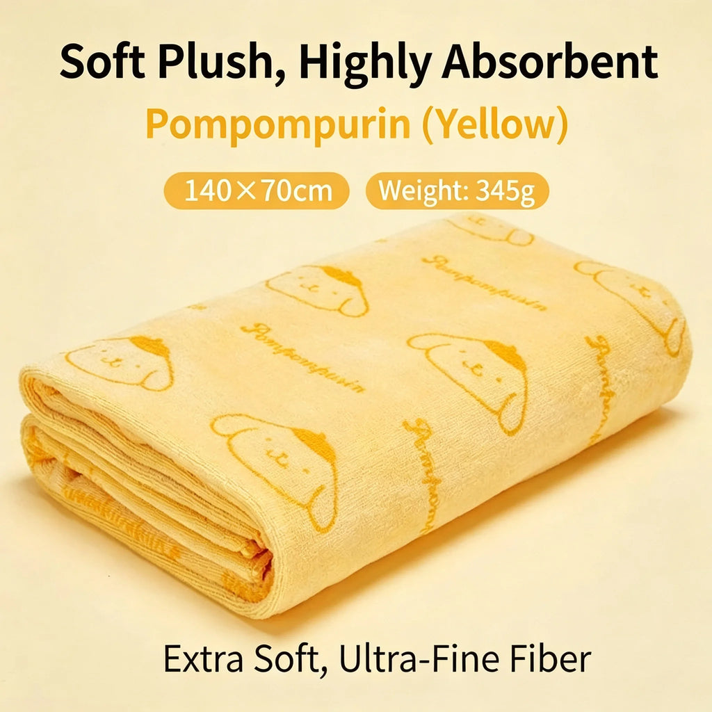 Toalha de banho de microfibra com estampa de desenho animado, supermacia, de alta capacidade de absorção, de secagem rápida e com tratamento antibacteriano 7A.