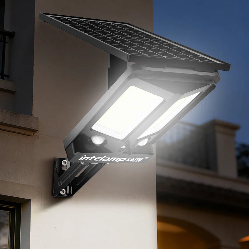 Luz de Segurança Solar para Exterior Intelamp 12500mAh com Longa Duração da Bateria e Painel Solar Super Grande para Jardim e Caminho