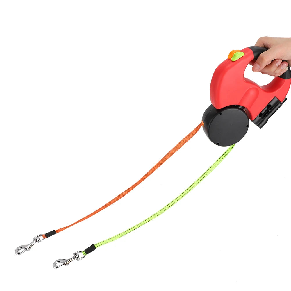 Produto para animais de estimação andando automático extensível flexível cão gato tração corda dupla cabeça mão segurando com luz led
