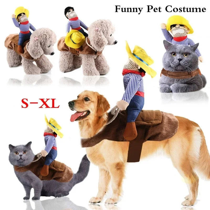 Fantasia Prática de Cowboy para Cães com Chapéu Combinando, Roupa de Cosplay para Pets, Acessório de Fantasia para Halloween, Natal, Cachorros e Festas