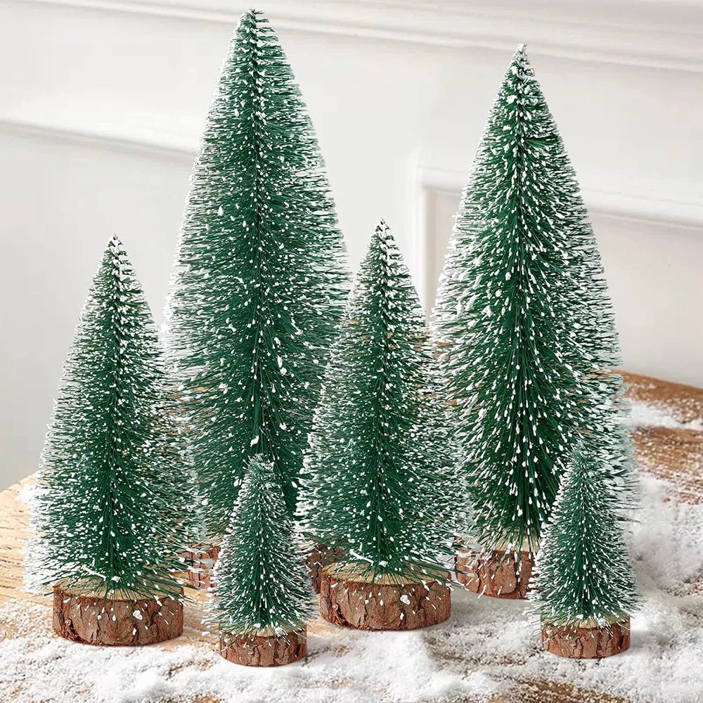 Decoração de natal artificial mini ornamentos de árvore em miniatura pinheiros de neve de cedro para decoração de mesa de casa 2024 navidad paisagem presentes