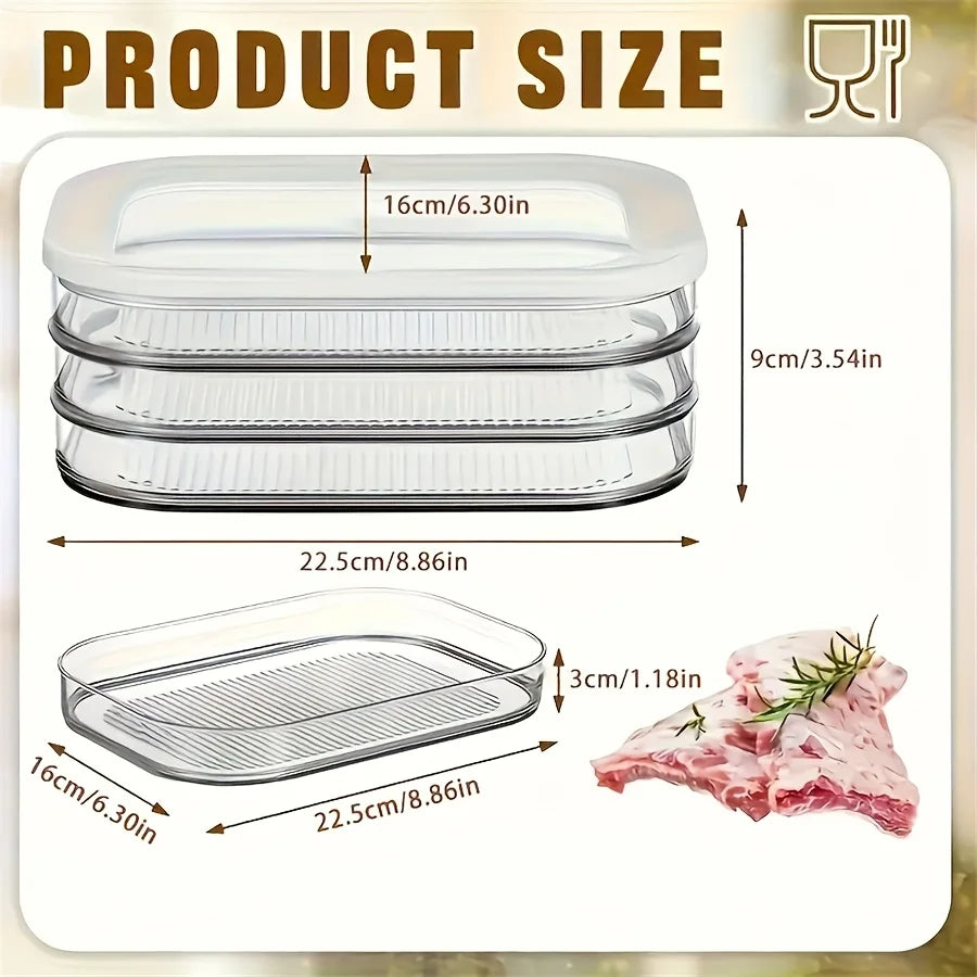 Recipiente de carne para geladeira, recipientes empilháveis de armazenamento de cortes frios com tampas transparentes para carne de deli, bacon, queijo e preparação de refeições