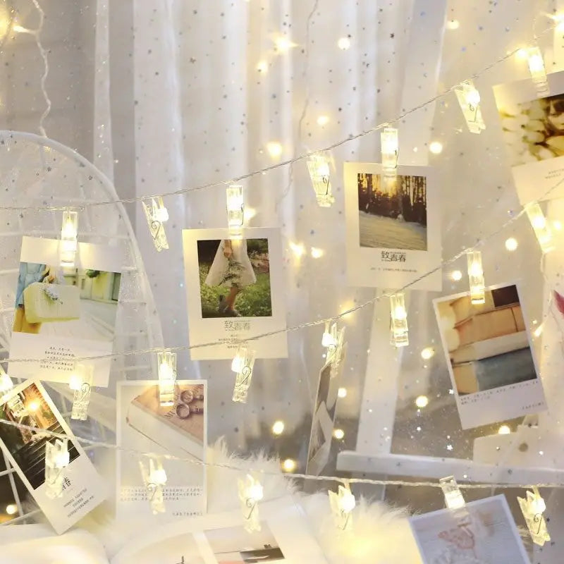 Luzes de Fada LED com Clipes para Fotos, 10 LEDs e 20 LEDs para Decoração de Natal e Presentes de Dia dos Namorados