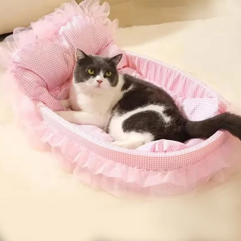 Cama para Gatos Cor Macaron, Casinha para Cães Pequenos, Removível, Lavável, Universal para Quatro Estações, Macia e Quente