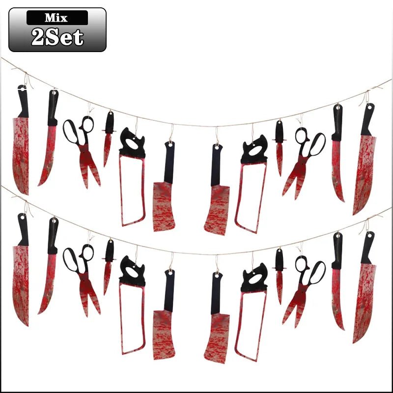 1-4 conjunto de banner sangrento de halloween, decoração suspensa de terror para casa assombrada, tema de filme, aniversário, carnaval, festa, presente de halloween - Kasa & Pet