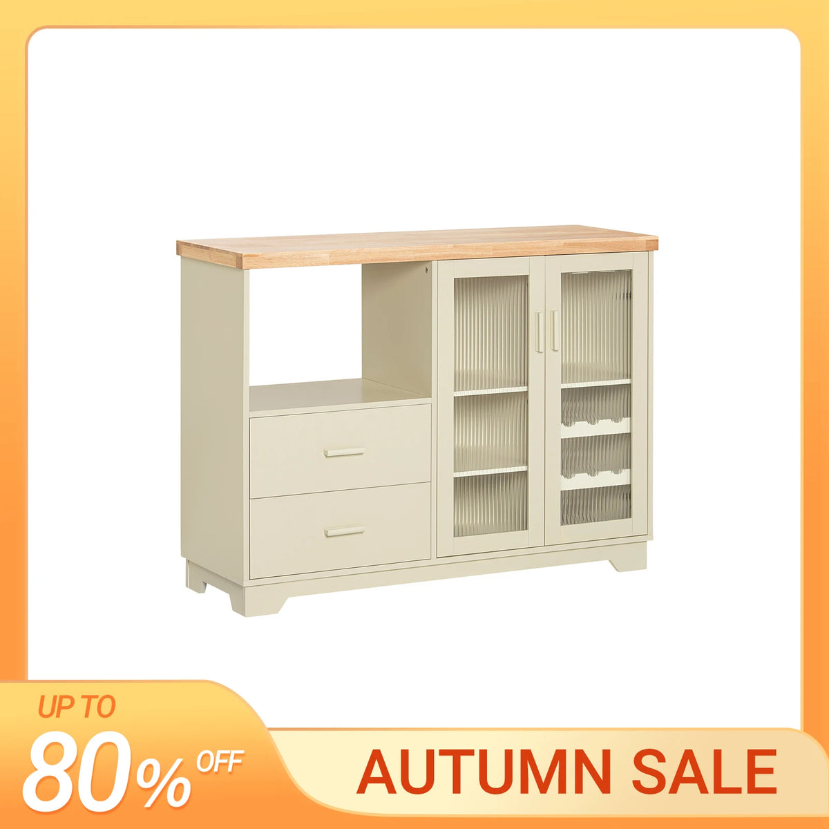 SoBuy FSB81 Buffet Buffet com 2 portas de vidro Armário de cozinha Armário de corredor Armário lateral Armário de micro-ondas Kasa & Pet Store