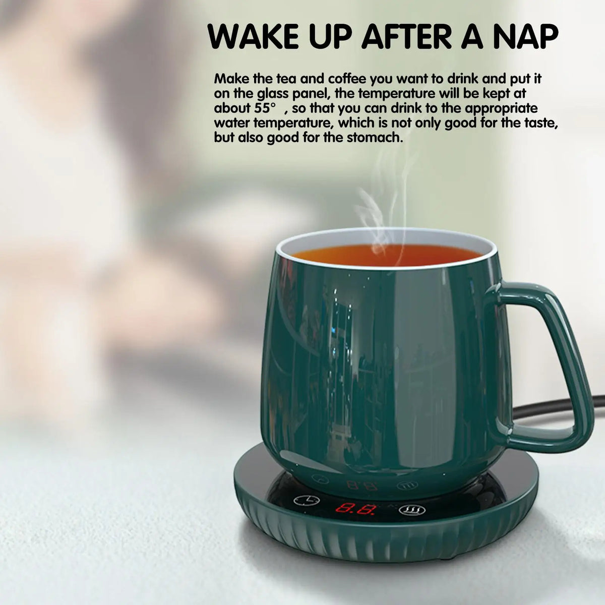 Caneca copo mais quente café leite chá copo de água aquecimento elétrico touch pad temperatura ajustável chá quente aquecedor mais quente plugue da ue