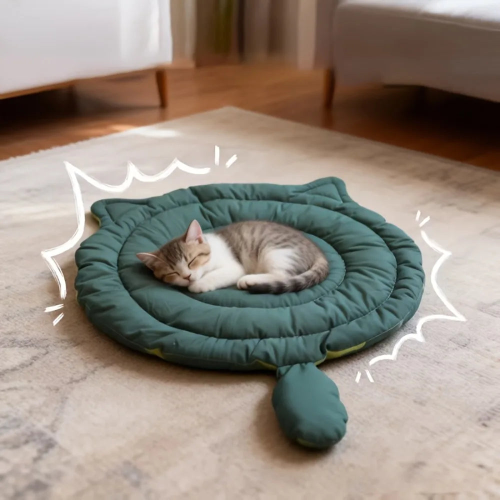 Cama de Pelúcia Fofa para Gatos 1pc, Colchonete em Formato de Gato, Macio, Respirável e Lavável para Gatos e Cães, Uso em Todas as Estações
