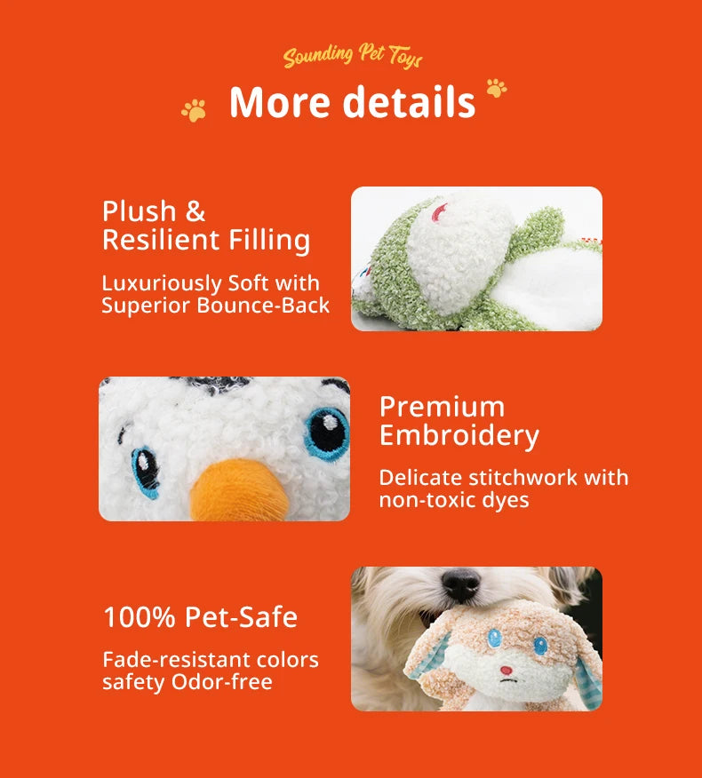 Bonito pequeno animal cão brinquedos de pelúcia chocalho de corpo inteiro com squeaker embutido brinquedo interativo para brincar de animais de estimação para reduzir a solidão