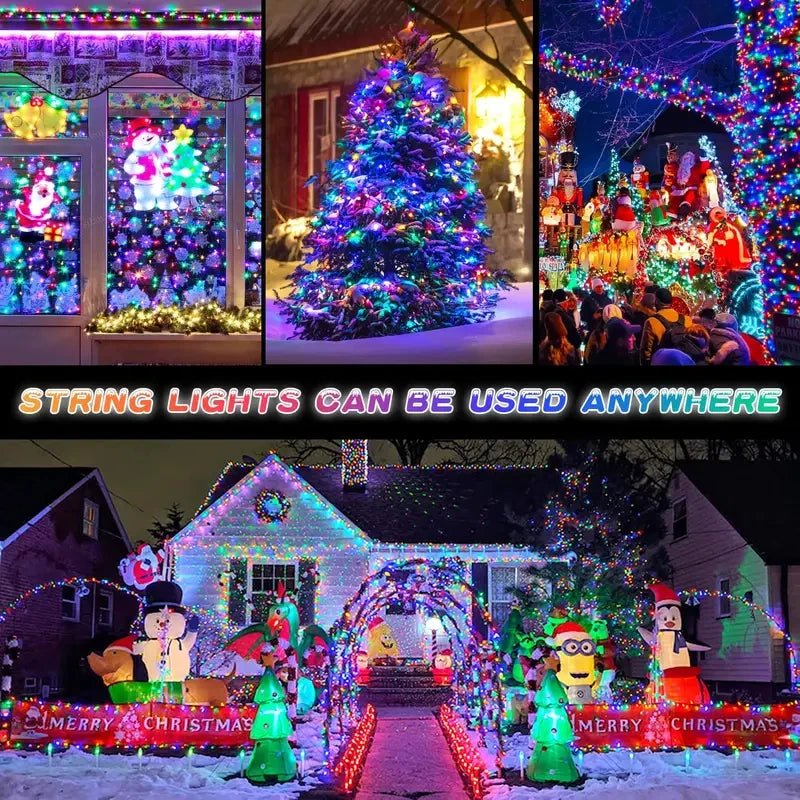 Luzes de fadas externas movidas a energia solar de couro de plástico LED IP65 à prova d'água 8 modos de iluminação para decoração de casamento de Natal
