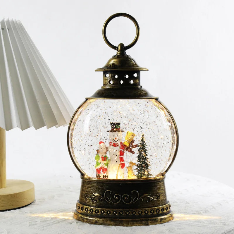 Caixa de música de natal com luzes de natal de cristal ornamentos decoração festiva para festa em casa decoração de mesa clássico presente de natal