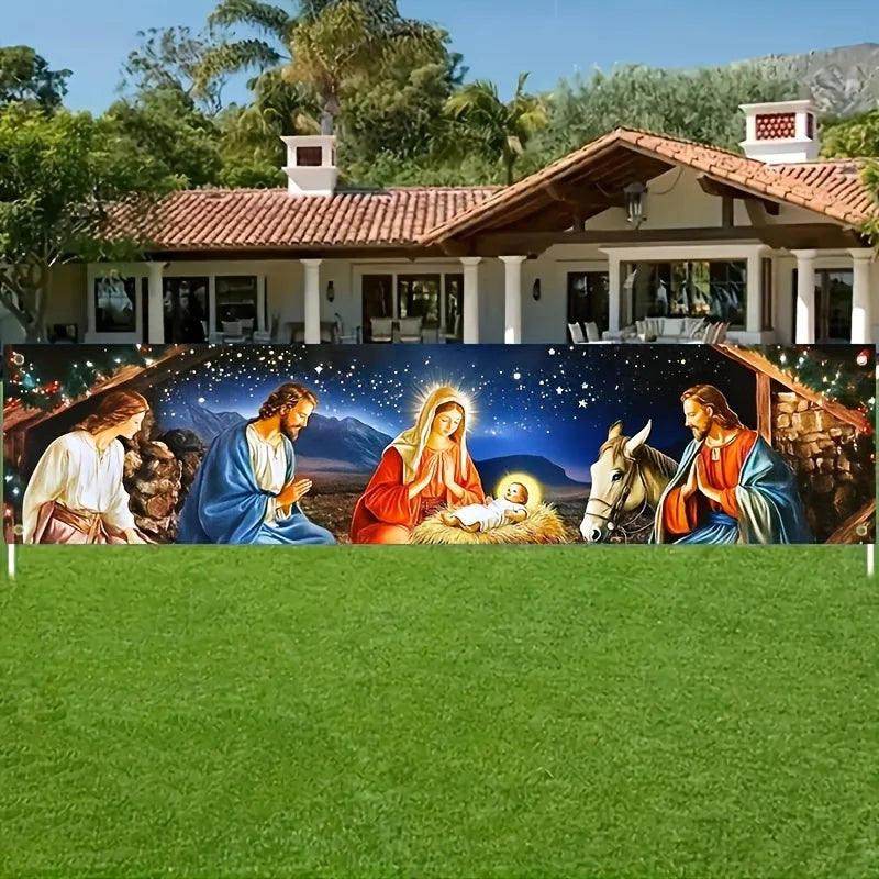 1pc presépio banner de natal, decoração religiosa multifuncional