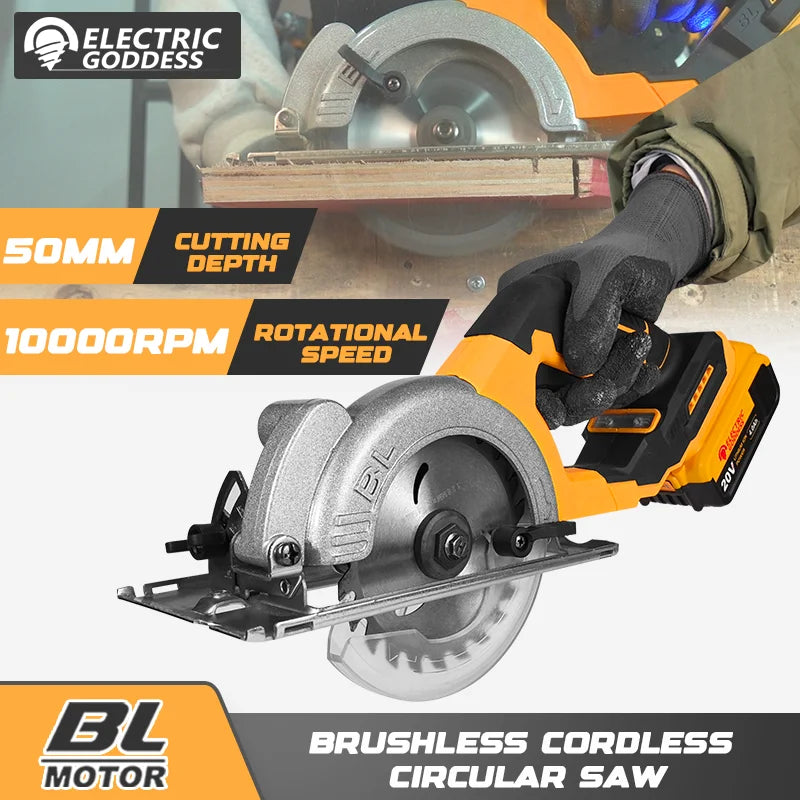 Serra circular elétrica sem escova Electric Goddess 5 polegadas ﻿ Para bateria Dewalt 20V ﻿ Ferramenta elétrica de serra portátil sem fio para carpintaria de 1000 W ﻿