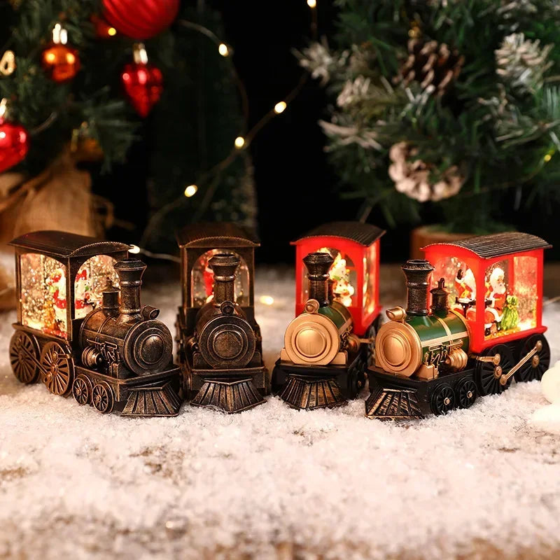 Presente de natal bola de cristal ornamentos luzes led trem papai noel feliz natal decoração para festa em casa natal