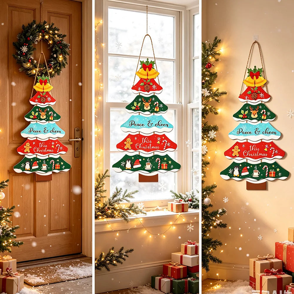 Enfeite de Papel para Árvore de Natal, Placa Festiva para Pendurar na Porta ou Parede, Decoração de Natal para Varanda, Janela, Casa e Festa