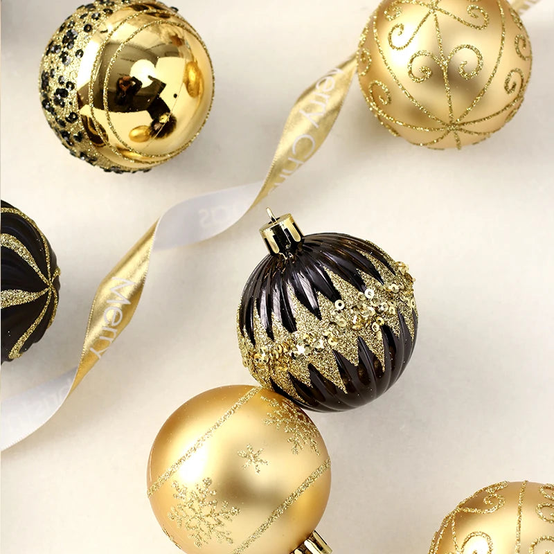 Conjunto de decorações de árvore de enfeites de Natal, bola de Natal inquebrável de 16 quilates, ornamentos pendurados de 2,36 polegadas para decoração de festas de fim de ano