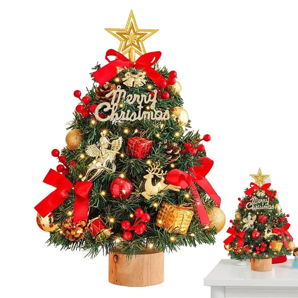 Árvore de natal artificial com luzes árvore realista com estrela árvore luzes da corda e ornamentos 17.7 Polegada árvore verde para