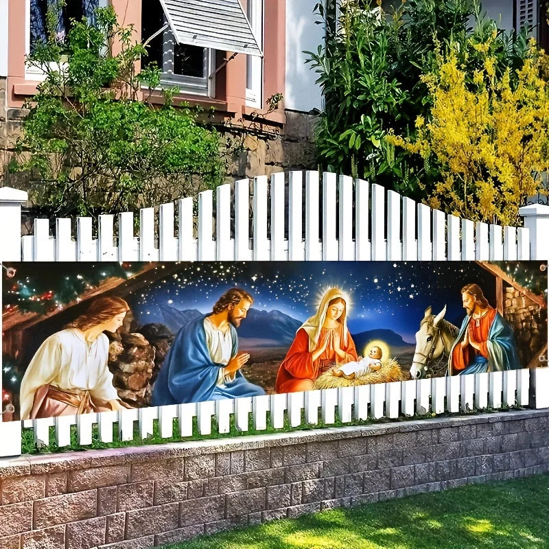 1pc presépio banner de natal, decoração religiosa multifuncional